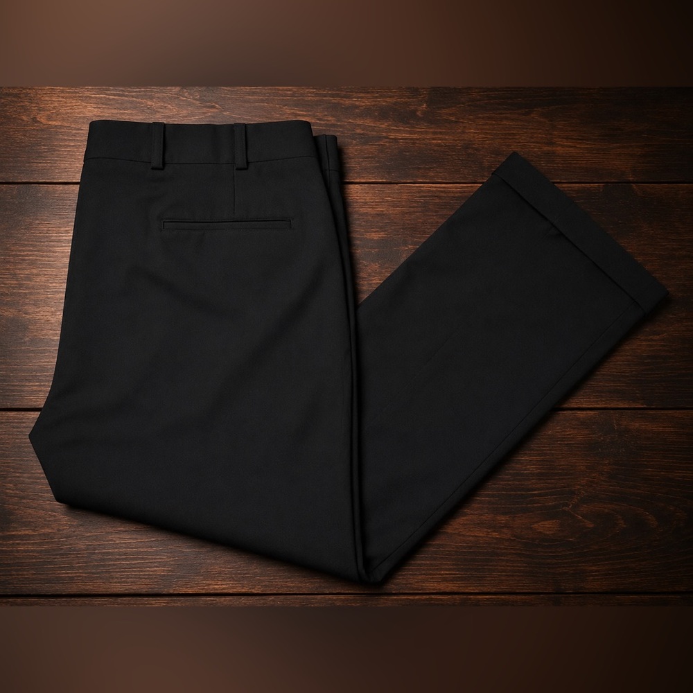Oxxford Clothes by Maus & Hoffman Black Dress Pants 38x27 Wool Flat Front